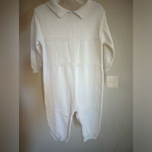 White Knit One-Piece Baptism Outfit